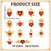 28Pcs 14 Styles DIY Heart Jewelry Making Findings Kits FIND-ME0001-88-2
