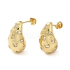 Cubic Zirconia Teardrop with Moon Stud Earrings LS-EJEW-Z019-21G-1