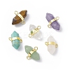 Natural  Mixed Gemstone Double Terminal Pointed Connector Charms G-P491-11G-1