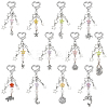 12Pcs 12 Styles Sea Animals Acrylic & Alloy Star Pendant Decoration HJEW-PH01951-1