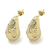 Teardrop Texture Brass Micro Pave Cubic Zirconia Stud Earrings for Women EJEW-E312-08G-1