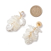 Petaline Brass ABS Plastic Imitation Pearl Dangle Stud Earrings EJEW-TA00777-4