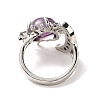 Natural Amethyst Sun & Moon Open Cuff Rings RJEW-K241-01P-08-4