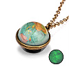 Luminous Glass Planet Pendant Necklace with Antique Golden Alloy Chains PW-WG67491-12-1