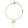 304 Stainless Steel Bowknot Pendant Double Layer Necklaces for Women LS-NJEW-Z108-01G-4