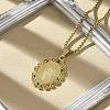 201 Stainless Steel Oval with Virgin Pendant Box Chain Necklaces NJEW-H055-08G-2