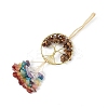 Natural Tiger Eye Tree of Life with Mixed Gemstone Chips Tassel Big Pendant Decorations HJEW-H057-03G-A03-2