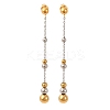 304 Stainless Steel Two Tone Round Tassel Stud Earrings EJEW-A136-05A-GP-4