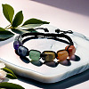 Natural Quartz Crystal & Amethyst & Sodalite & Green Aventurine & Red Aventurine & Tiger Eye & Red Jasper Cuboid Beaded Braided Bead Bracelets FS-WGE3E5A-01-1