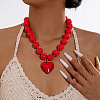 Glass Heart Pendant Round Plastic Beaded Necklaces for Women FS-WG4AA6D-05-1