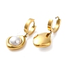 Ion Plating(IP) 304 Stainless Steel Teardrop Dangle Hoop Earrings with ABS Imitation Pearl Beaded STAS-D089-06G-2