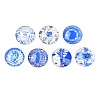 Blue and White Floral Printed Glass Cabochons GGLA-A002-25mm-XX-1