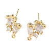 Brass with Clear Cubic Zirconia Stud Earring Findings KK-G499-06G-1