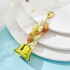 Natural Red Aventurine & Lemon Jade Chips & Alloy Bowknot Kcychain HJEW-JM01313-03-3
