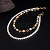 1Pc Plastic Imitation Pearl Round Beaded Alloy Rhinestone Link Chain Double Layered Chain Belts for Pants AJEW-CP0009-84-5