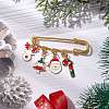 Santa Claus & Christmas Tree & Deer Alloy Enamel Charms Kilt Pins Brooch JEWB-BR00174-2