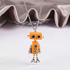 Alloy & Wood Robot Pendant Necklaces FS-WGB43E5-04-1