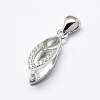 Anti-Tarnish Rhodium Plated 925 Sterling Silver Micro Pave Cubic Zirconia Pendant Bails STER-E053-35P-1