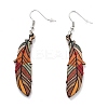 Bohemia Vintage Wood Feather Dangle Earrings LS-EJEW-I261-07P-1