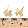 Flower Brass Micro Pave Clear Cubic Zirconia Stud Earrings EJEW-F400-01A-G-3