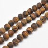 Frosted Natural Tiger Eye Round Bead Strands G-E262-02-12mm-1
