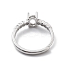 Adjustable Rhodium Plated 925 Sterling Silver Clear Cubic Zirconia Ring Components STER-C011-05P-3
