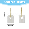 3 Pairs 3 Colors Rectangle Resin Hoop Earrings for Women EJEW-FI0002-64-2