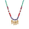 4 Brass Pendant Resin Glass Beaded Necklaces FS-WG0AB01-02-1