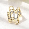 Brass Micro Pave Clear Cubic Zirconia Cuff Rings RJEW-H262-02G-1