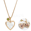Stainless Steel Pave Natural White Shell Heart Locket Pendant Necklaces for Women NJEW-NB00014-1