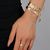 Vintage Real 18K Gold Plated Multi-layer Coin Fringe Hand Back Ring Bracelets for Women NV0821-1