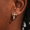 Elegant Brass Clear Cubic Zirconia Cross Hoop Earrings AK0383-1
