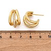 Triple C-Shaped Brass Micro Pave Clear Cubic Zirconia Stud Earrings EJEW-R025-11G-5