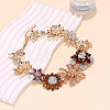 Flower Alloy Colorful Rhinestone Bib Necklaces for Women NJEW-F357-05KCG-2