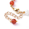 Natural Pearl & Natural Carnelian(Dyed & Heated)/Red Agate Beaded Bracelets BJEW-JB05153-01-3