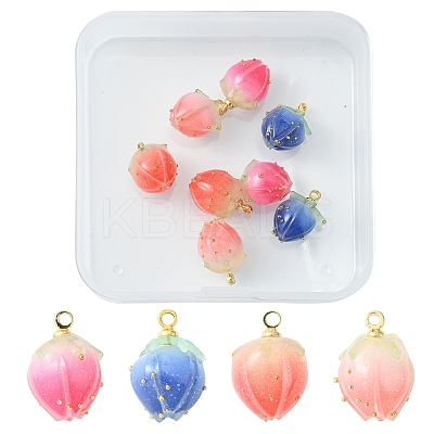 8Pcs 4 Colors Handmade Flower Bud Epoxy Resin Charms KY-FS0001-07-1