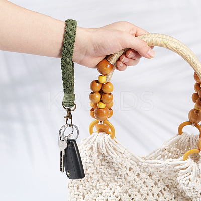 6Pcs 6 Colors Cotton Braided Wristlet Straps KEYC-GL0001-14-1