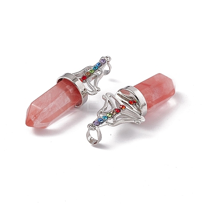 Cherry Quartz Glass Big Pointed Pendants G-I342-01P-01-1