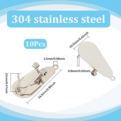 10Pcs 304 Stainless Steel Stud Earring Findings STAS-SP0001-88B-P-1