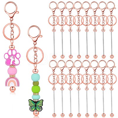 16Pcs Alloy Bar Beadable Keychain for Jewelry Making DIY Crafts KEYC-SZ0001-16RG-1
