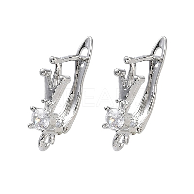 Brass Micro Pave Clear Cubic Zirconia Hoop Earring Findings KK-Z143-07P-1