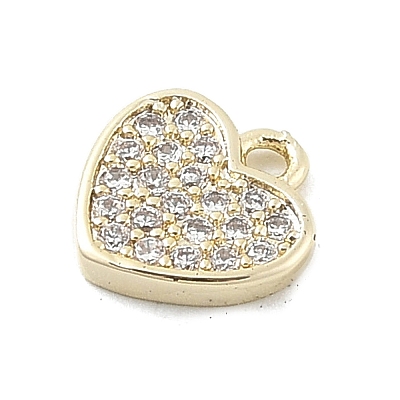 Brass Micro Pave Clear Cubic Zirconia Charms KK-B130-02G-07-1