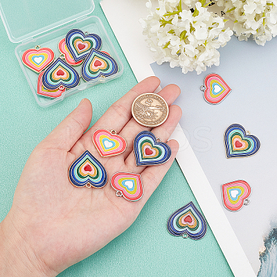 16Pcs 4 Style Rack Plating Alloy Enamel Pendants FIND-FH0003-21-1