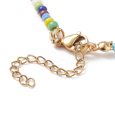 Colorful Synthetic Turquoise Starfish & Shell Pearl & Glass Seed Beaded Necklace for Women NJEW-TA00044-1