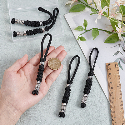 Umbrella Cord Polyester & Spandex Rope Keychain Carabiner HJEW-UN00093-1