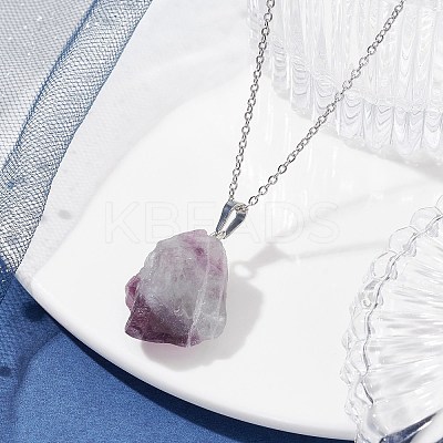 Natural Fluorite Nugget Pendant Necklaces NJEW-JN04507-01-1
