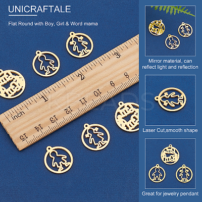 12Pcs 3 Styles 304 Stainless Steel Pendants STAS-UN0033-77-1