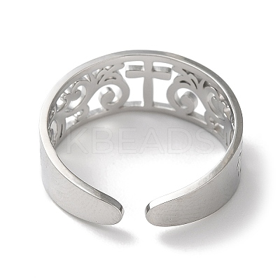 Non-Tarnish 304 Stainless Steel Open Cuff Ring RJEW-C063-01P-1