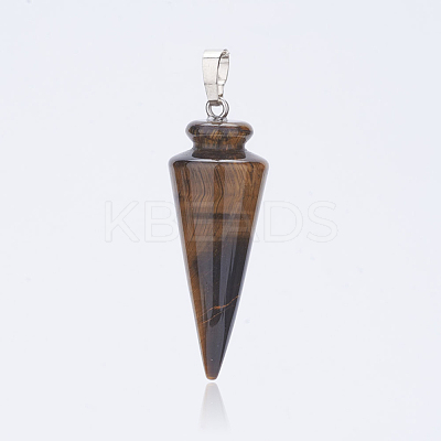 Natural Tiger Eye Pendants G-P236-04-1