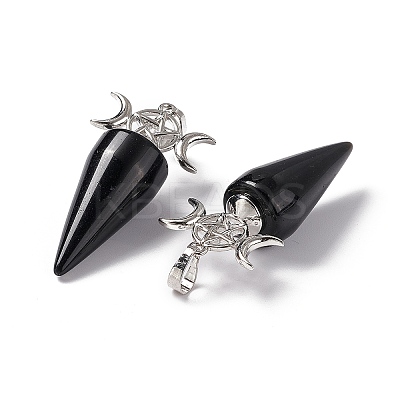 Natural Obsidian Pendants G-P484-02P-04-1